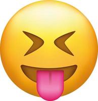 Taunting emoji. Squinting face, grin with tongue out and scrunched eyes. vector