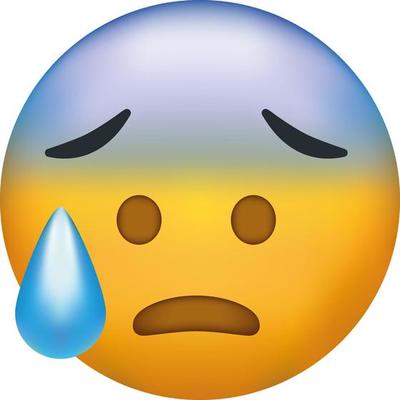 Anxious emoji with sweat. Concerned emoticon with blue forehead and cold  sweat dripping down 22932686 Vector Art at Vecteezy