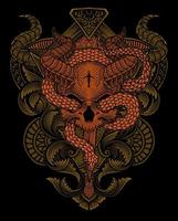 vector ilustración. demonio cráneo con serpiente Clásico grabado ornamento estilo Perfecto para tu negocio y t camisa mercancías