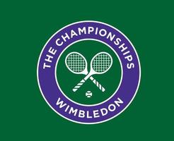 Wimbledon The championships Symbol Logo Tournament Open Tennis Design Vector Abstract Illustration With Green Background