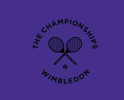 The championships Wimbledon Symbol Black Logo Tournament Open Tennis Design Vector Abstract Illustration With Purple Background