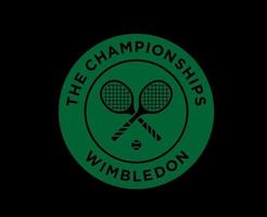 Wimbledon Tennis Symbol Green Logo The championships Open Tournament Design Vector Abstract Illustration With Black Background