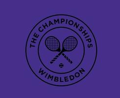 Wimbledon The championships Symbol Black Logo Tournament Open Tennis Design Vector Abstract Illustration With Purple Background