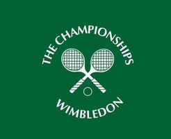 The championships Wimbledon Logo White Symbol Tournament Open Tennis Design Vector Abstract Illustration With Green Background