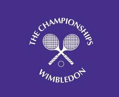 The championships Wimbledon Logo White Symbol Tournament Open Tennis Design Vector Abstract Illustration With Purple Background