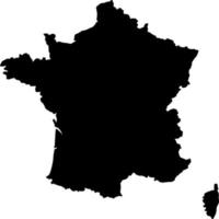 Vector silhouette of France Map on white background