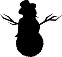 Vector silhouette of snowman on white background