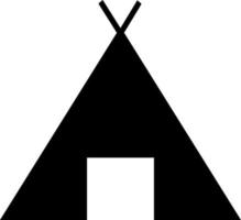 Vector silhouette of tent on white background