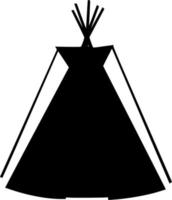 Vector silhouette of tent on white background