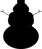 Vector silhouette of snowman on white background