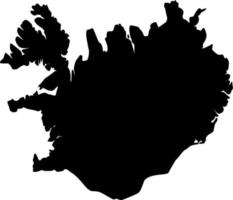 Vector silhouette of iceland map on white background