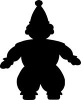 Vector silhouette of clown on white background