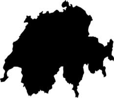 Vector silhouette of switzerland map on white background