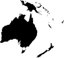 Vector silhouette of continent oceania map on white background