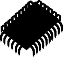 Vector silhouette of Computer Chip on white background