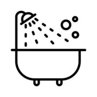 washroom bathtub shower outline icon vector illustration