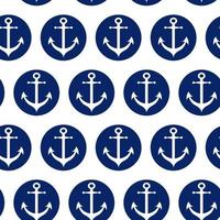 Seamless vector sea pattern with white anchors in dark blue color. Endless summer vacation ocean template for wallpaper, pattern fills, web, surface textures, fabric, textile, package design, wrap