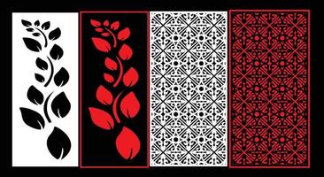 Decorative wall panels set Jali design CNC pattern, laser cutting pattern, router CNCcutting.Jali Laser cut decorative panel set with lace pattern. vector