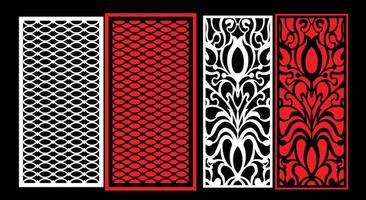 Decorative wall panels set Jali design CNC pattern, laser cutting pattern, router CNCcutting.Jali Laser cut decorative panel set with lace pattern. vector