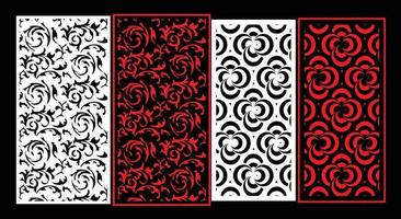 Decorative wall panels set Jali design CNC pattern, laser cutting pattern, router CNCcutting.Jali Laser cut decorative panel set with lace pattern. vector