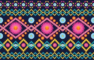 tela de colores de flores de mandala. patrón étnico geométrico en el diseño de fondo oriental tradicional para alfombra, papel pintado, ropa, envoltura, batik, estilo de bordado de ilustración vectorial. vector