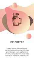 Abstract creative coffee backgrounds with copy space for text and hand draw icon glass jar of coffee. Concept for coffee shop house, cafe with pink modern liquid background. Template for website, app. vector