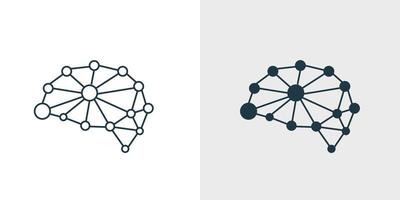 Brain or mind icon side view with data science line art vector