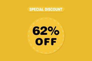 62 percent Sale and discount labels. price off tag icon flat design. vector