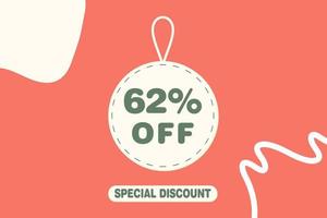 62 percent Sale and discount labels. price off tag icon flat design. vector