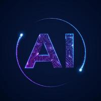 Artificial intelligence concept. Circuit board background with AI logo. Vector illustration