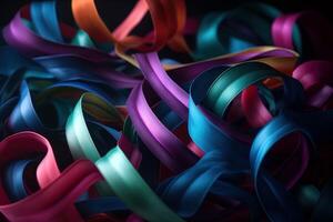 Abstract background with colorful ribbons. Generated ai. photo