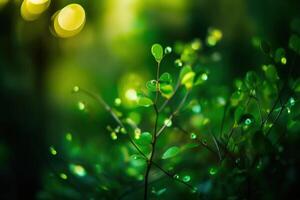 Abstract green petal natural bokeh background. . photo