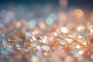 abstract delicate light sequin glitter soft focus background. . photo