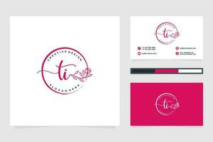 Initial TI Feminine logo collections and business card template Premium Vector. vector