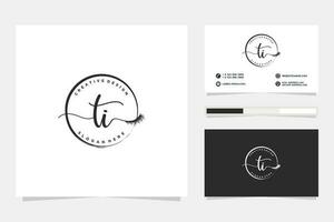 Initial TI Feminine logo collections and business card template Premium Vector. vector