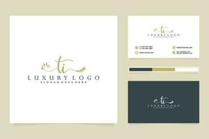 Initial TI Feminine logo collections and business card template Premium Vector. vector