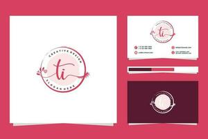 Initial TI Feminine logo collections and business card template Premium Vector. vector