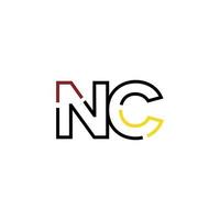 Abstract letter NC logo design with line connection for technology and digital business company. vector