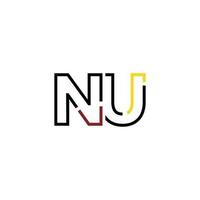 Abstract letter NU logo design with line connection for technology and digital business company. vector