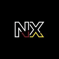 Abstract letter NX logo design with line connection for technology and digital business company. vector