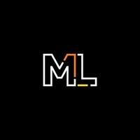 Abstract letter ML logo design with line connection for technology and digital business company. vector