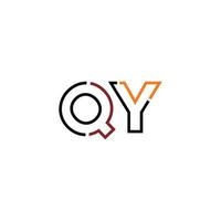 Abstract letter QY logo design with line connection for technology and digital business company. vector