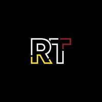 resumen letra rt logo diseño con línea conexión para tecnología y digital negocio compañía. vector