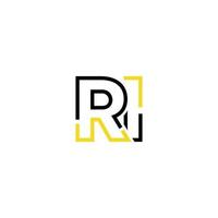 Abstract letter RI logo design with line connection for technology and digital business company. vector