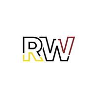 Abstract letter RW logo design with line connection for technology and digital business company. vector