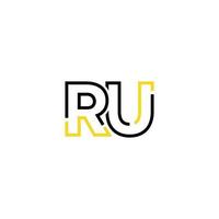 Abstract letter RU logo design with line connection for technology and digital business company. vector