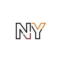 Abstract letter NY logo design with line connection for technology and digital business company. vector