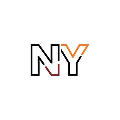 Abstract letter NY logo design with line connection for technology and digital business company.