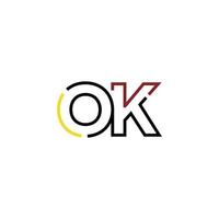 Abstract letter OK logo design with line connection for technology and digital business company. vector