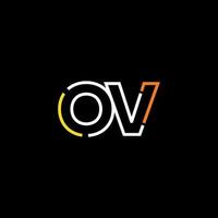 Abstract letter OV logo design with line connection for technology and digital business company. vector